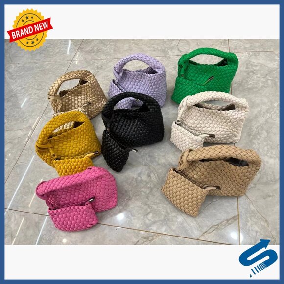 Vegan Leather Mini Tote Bucket Bag with Chain Strap, Adjustable Crossbody - Picture 7 of 7